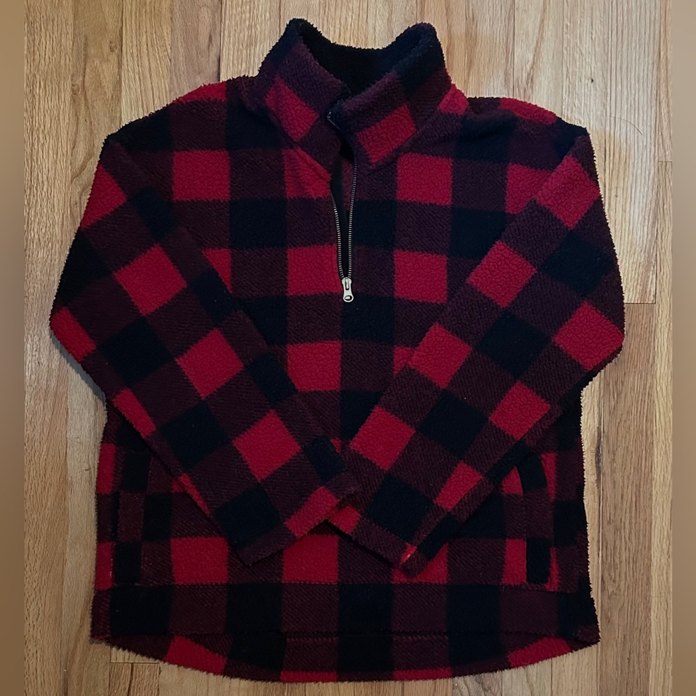 Buffalo Plaid Sherpa Quarter-Zip Fleece